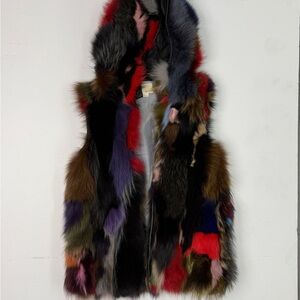 Band Of Outsiders Hooded Vest with Fur Patchwork Style